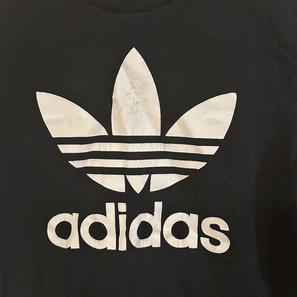 Adidas Classic Three Stripe Leaf Black Workout Athletic Short Sleeve T Shirt Tee - Picture 3 of 6